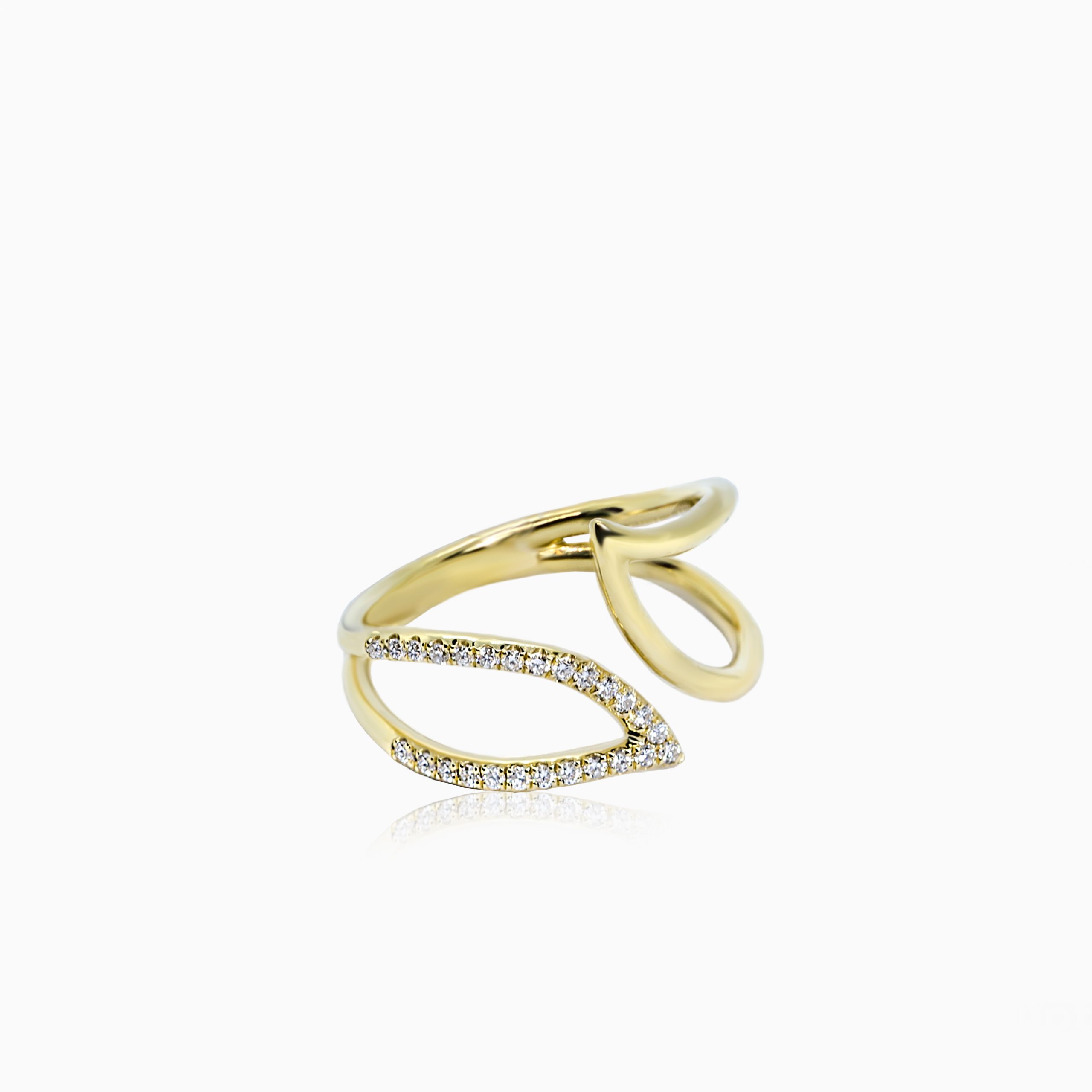 Gold Leaf Ring with Diamonds – 7040 - Image 2