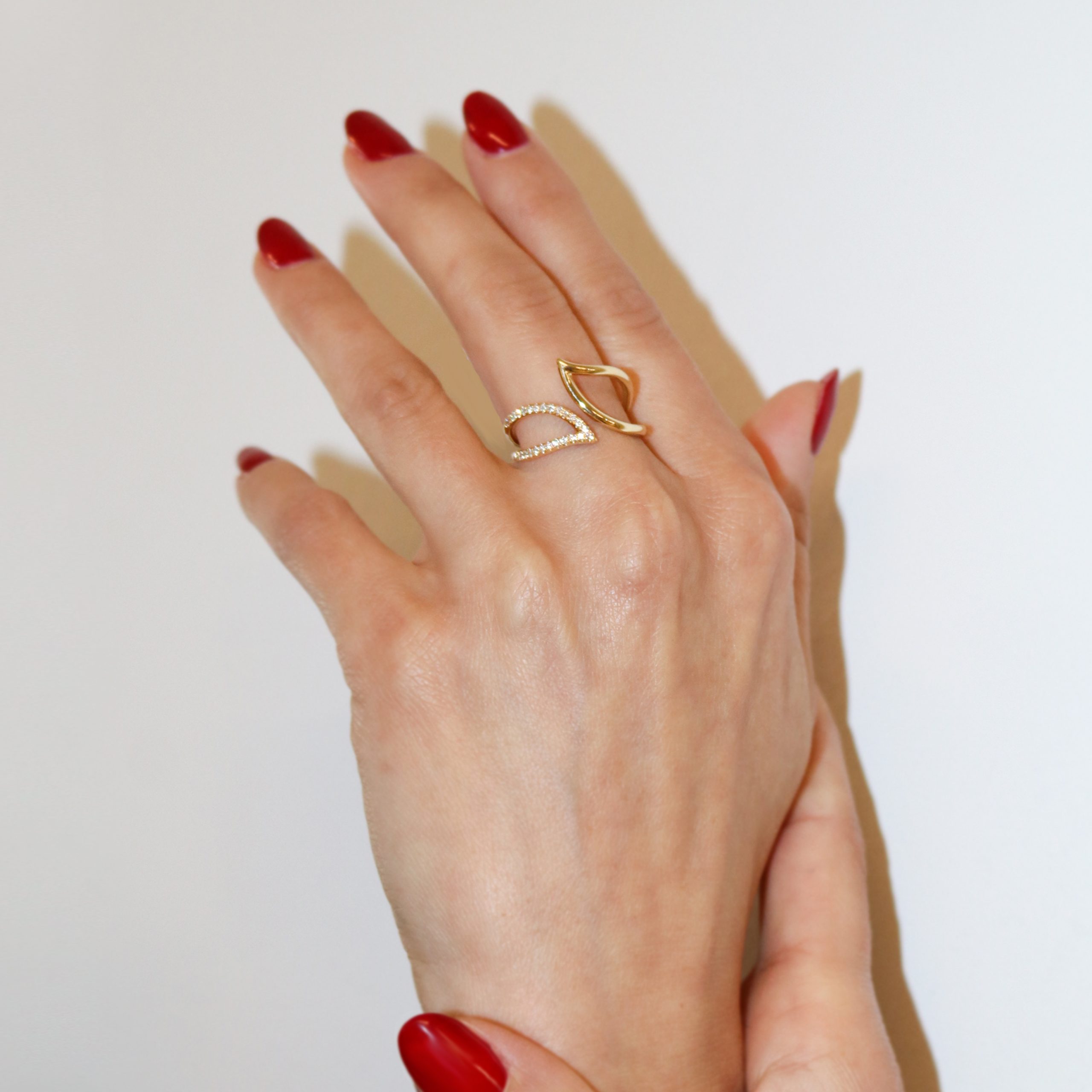 Gold Leaf Ring with Diamonds – 7040 - Image 6